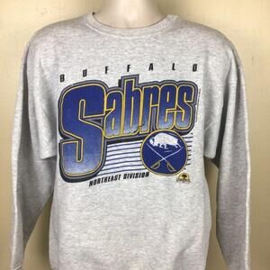 Vintage 1993 Buffalo Sabres NHL Heather Gray 90s Team Sweatshirt